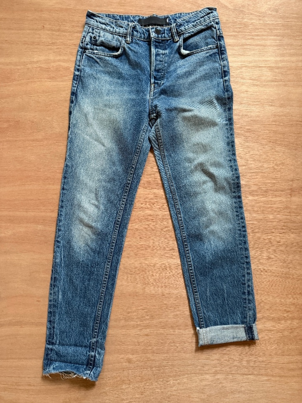 Denim X Alexander Wang Jeans 003 Boyfriend Fit Women's Size 24 Blue Distressed